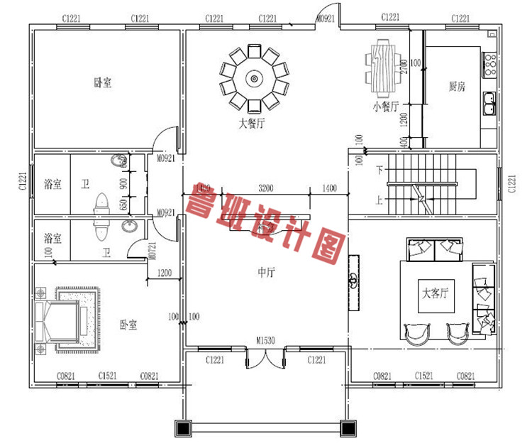 农村二层自建房屋设计一层户型图