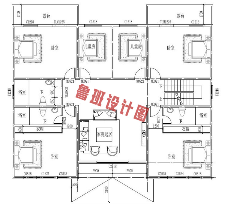 农村二层自建房屋设计二层户型图