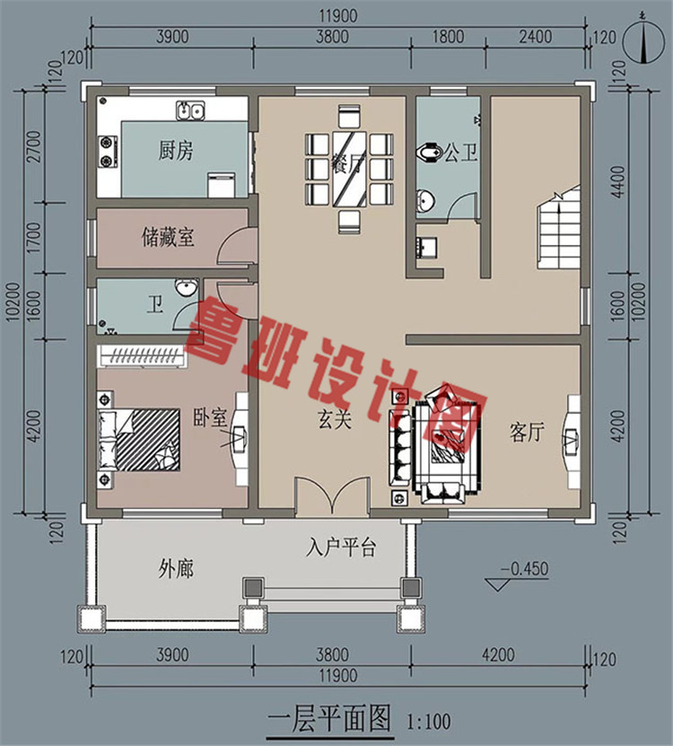 二层小别墅设计一层户型图