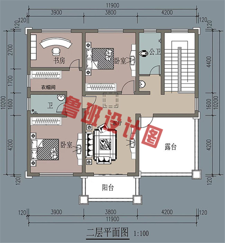 二层小别墅设计二层户型图