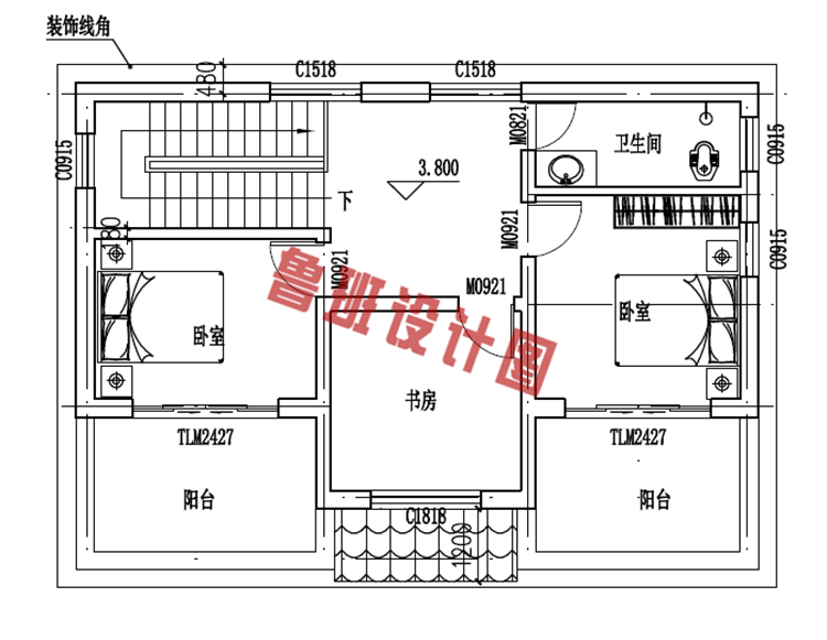 新农村小别墅设计二层户型图