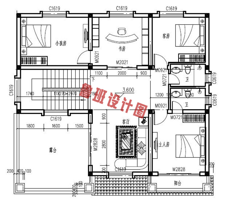 地中海二层别墅自建房屋设计二层户型图