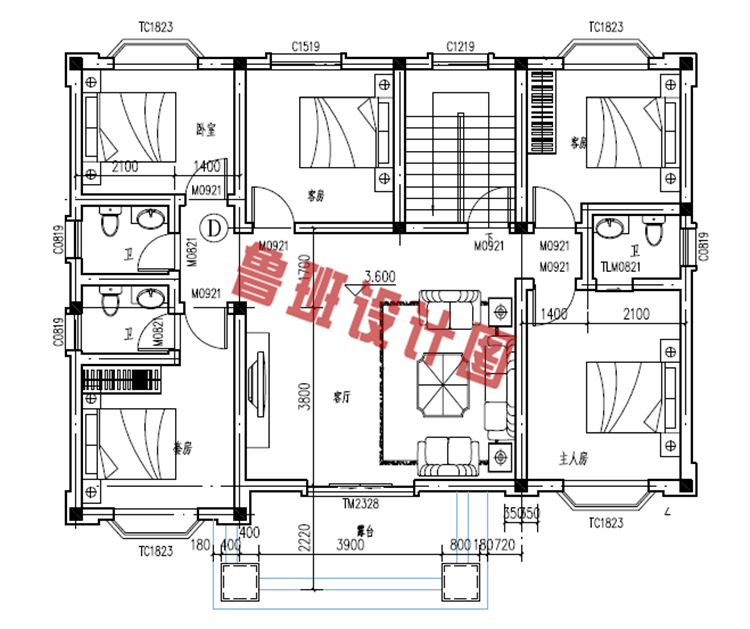 二层楼房设计二层户型图