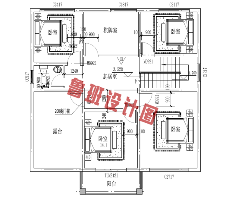 乡村别墅设计二层户型图