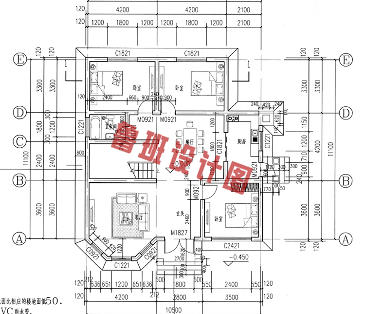 两层欧式别墅设计一层户型图