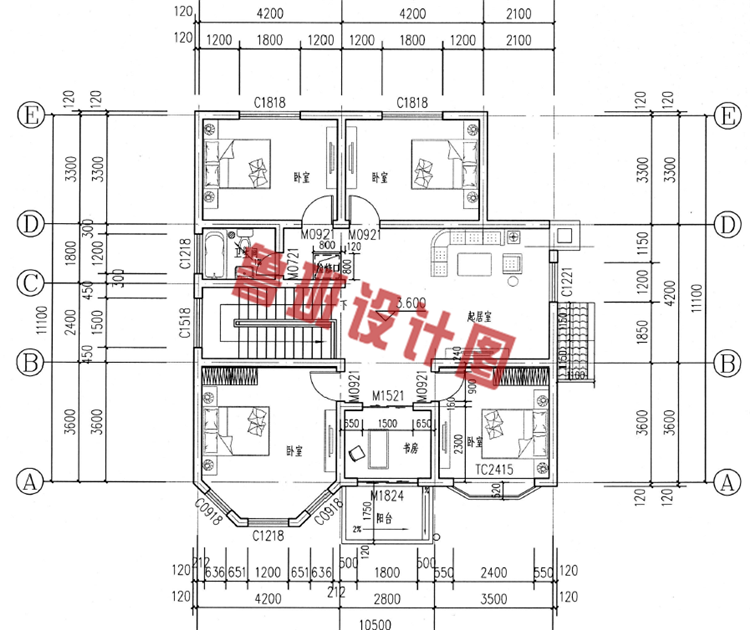 两层欧式别墅设计二层户型图