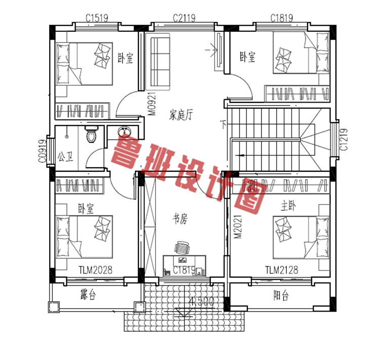 精致典雅的100平方米二层楼房图纸