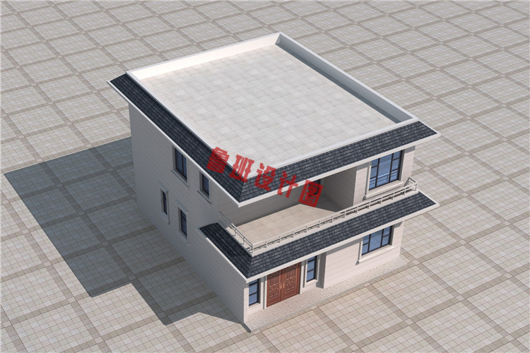 平顶二层小洋楼设计鸟瞰图