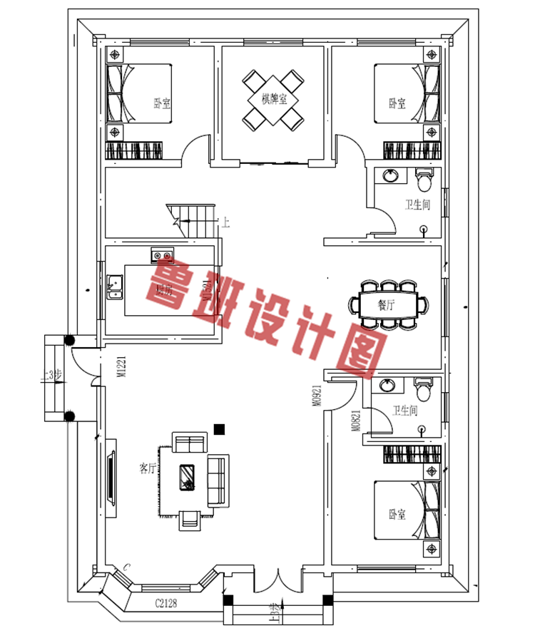 农村二层别墅设计一层户型图