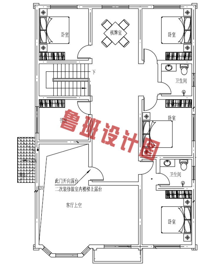 农村二层别墅设计二层户型图