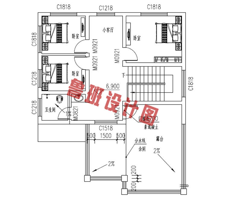 爆款120平米三层农村别墅房屋设计图