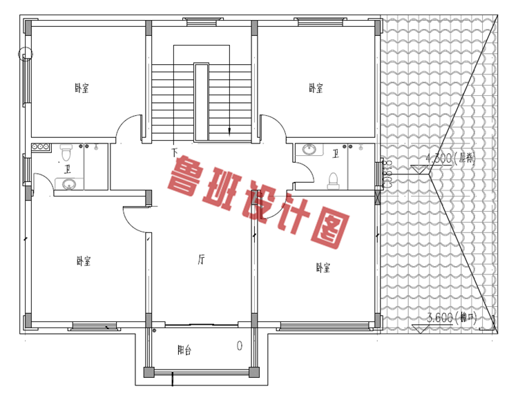 两层农村自建房设计二层户型图