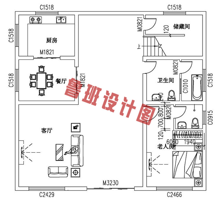 三层平屋顶别墅房屋设计图