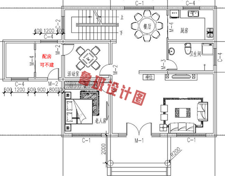 10万以下农村二层自建房屋设计一层户型图