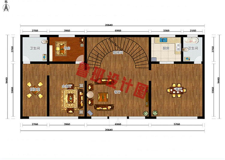 现代风二层小别墅设计一层户型图