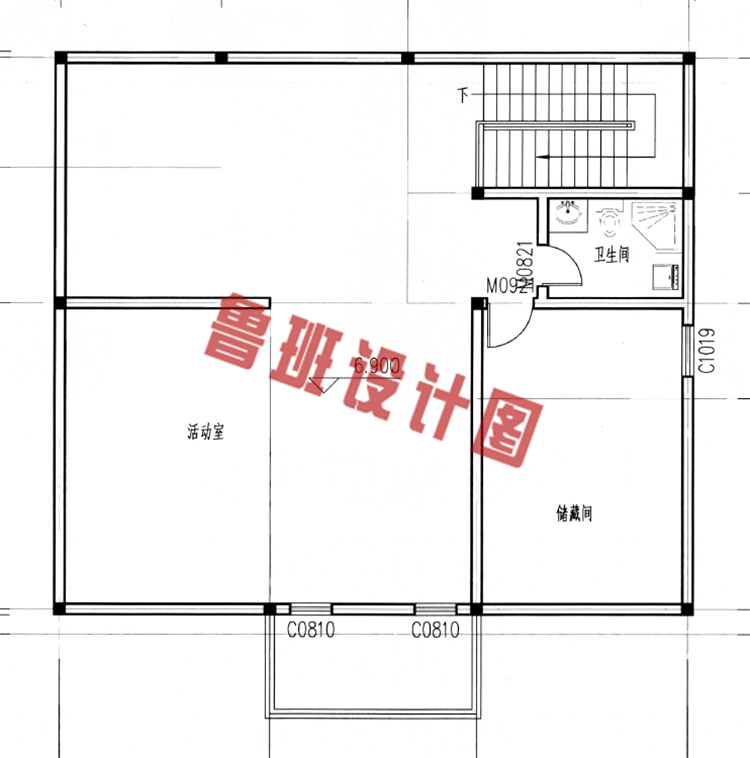 带阁楼二层半欧式别墅设计阁楼户型图