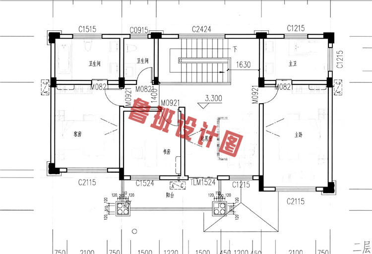 实用型欧式二层自建房设计二层户型图