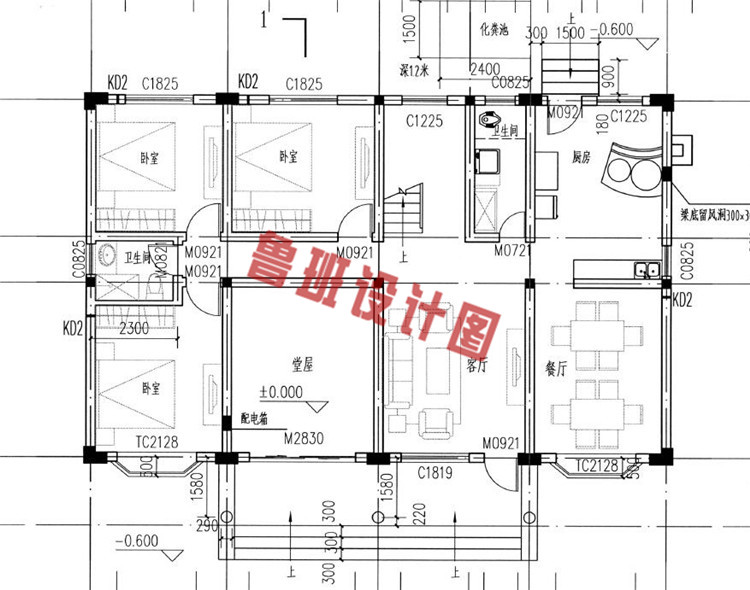 新农村150平二层自建屋推荐一层户型图