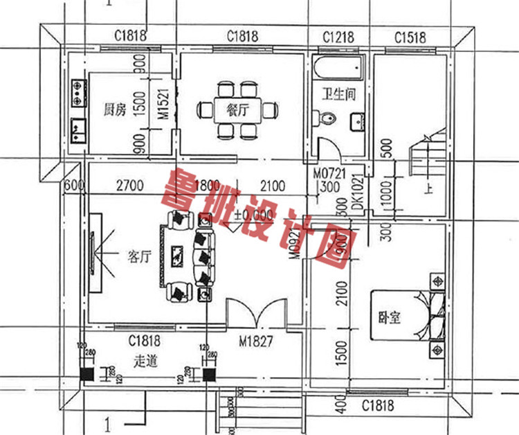 120平农村小楼设计一层户型图