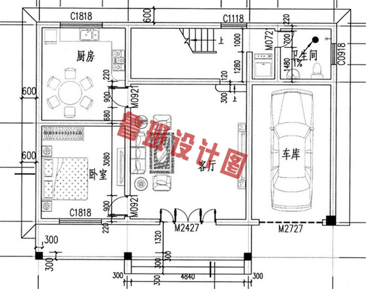 经典农村二层楼房设计一层户型图