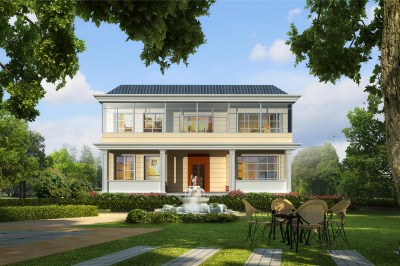 新中式平屋顶二层别墅设计图，这才是真正的美观又实用。