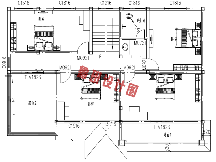 新农村二层别墅设计二层户型图