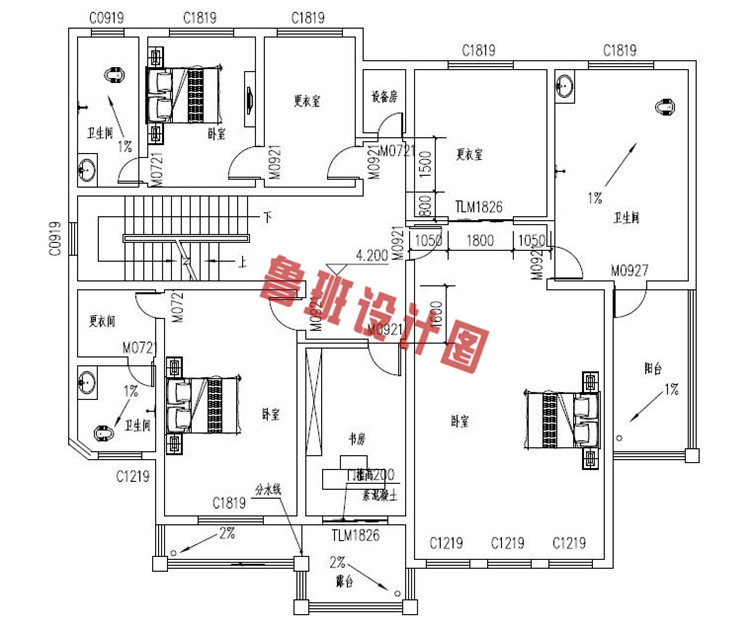 农村二层住房设计二层户型图