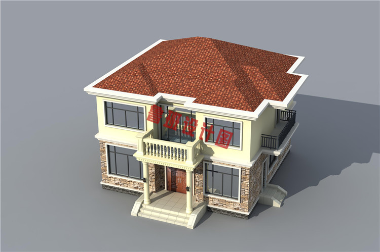 小巧实用型二层小别墅设计鸟瞰图