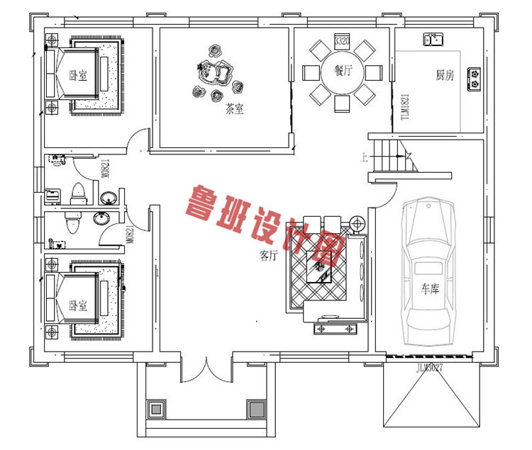 200平左右的二层别墅设计一层户型图