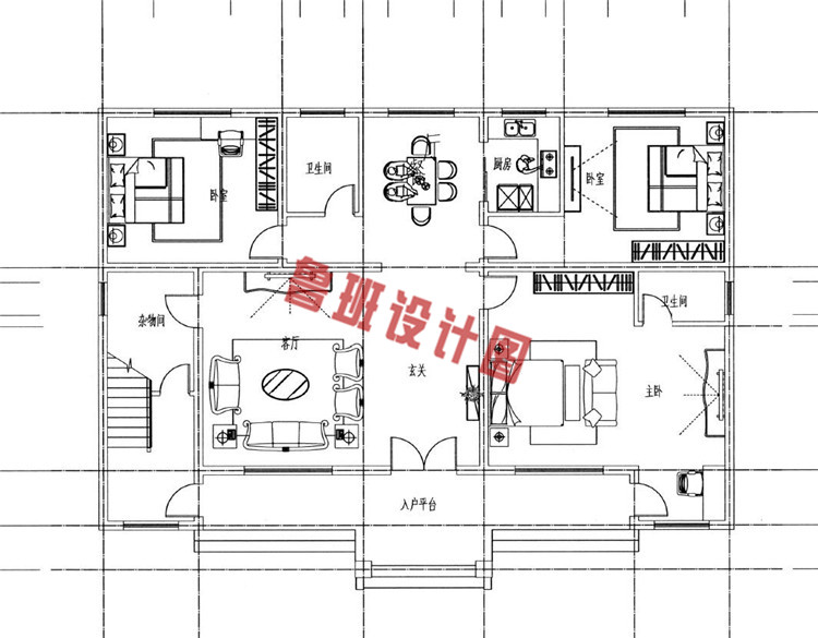 20万二层平屋顶别墅设计一层户型图