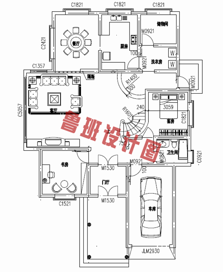 带车库三层农村小别墅设计图