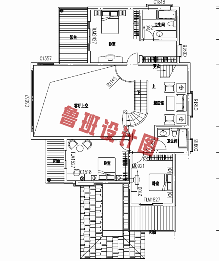 带车库三层农村小别墅设计图