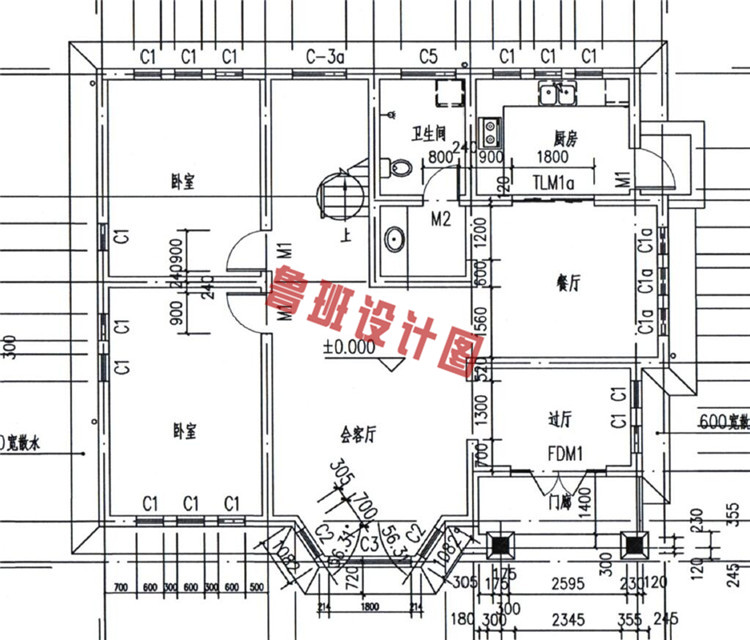 欧式二层小洋楼设计一层户型图