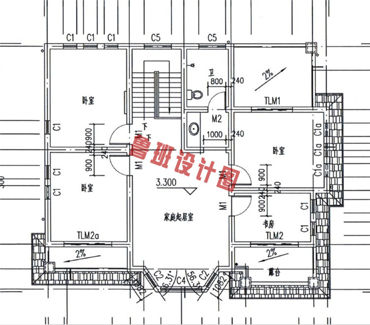 欧式二层小洋楼设计二层户型图