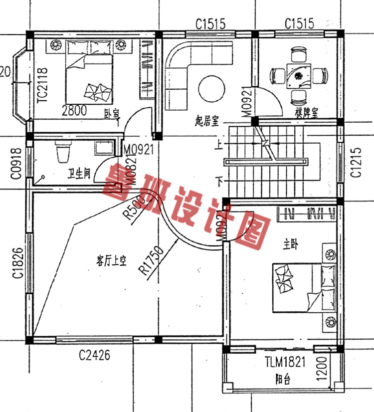 新农村二层小别墅设计二层户型图