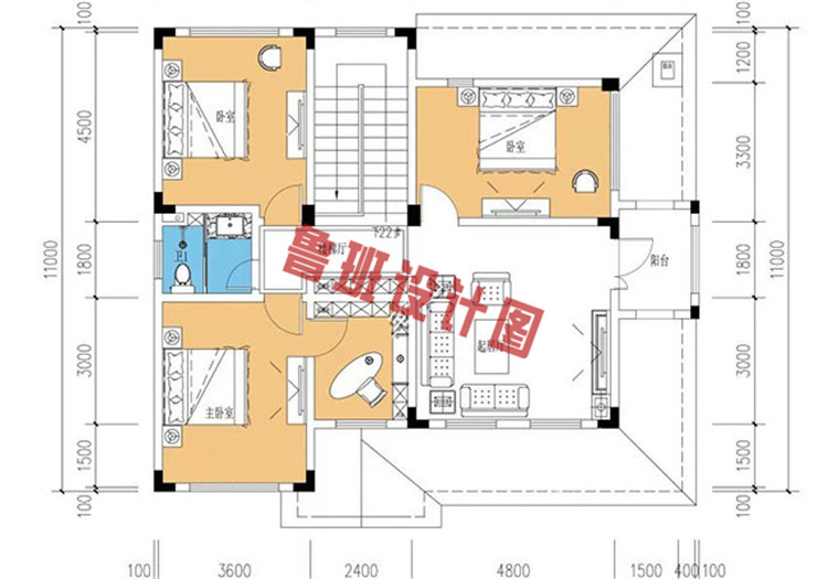 农村二层住宅设计二层户型图