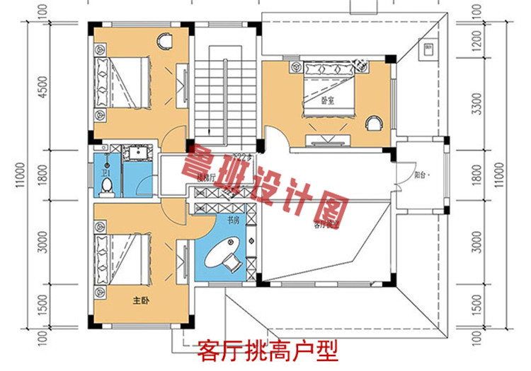 农村二层住宅设计二层挑高户型图