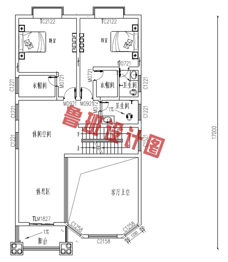 农村二层小别墅设计二层户型图