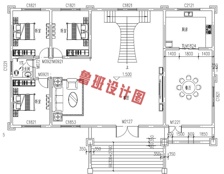 时尚的二层小别墅设计图一层户型图