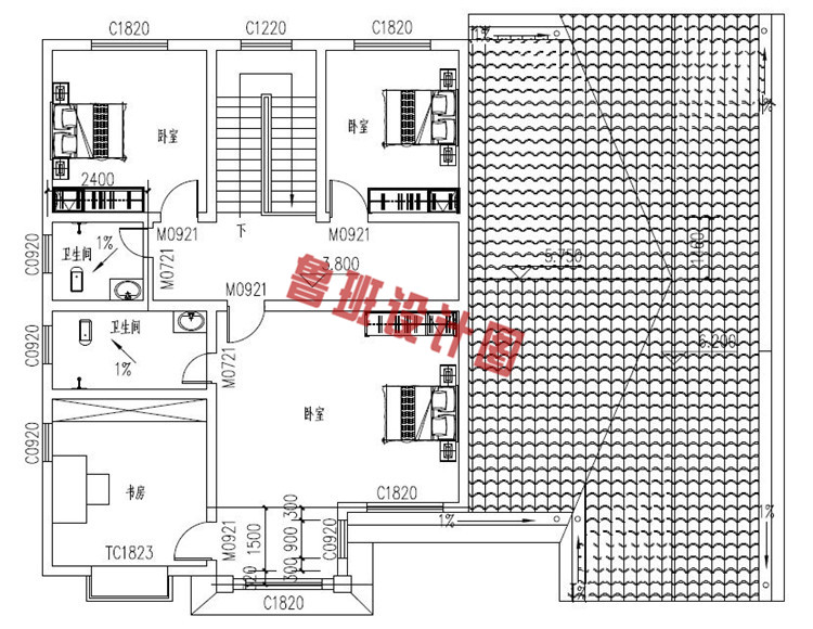 宁静乡村二层自建房屋推荐设计二层户型图