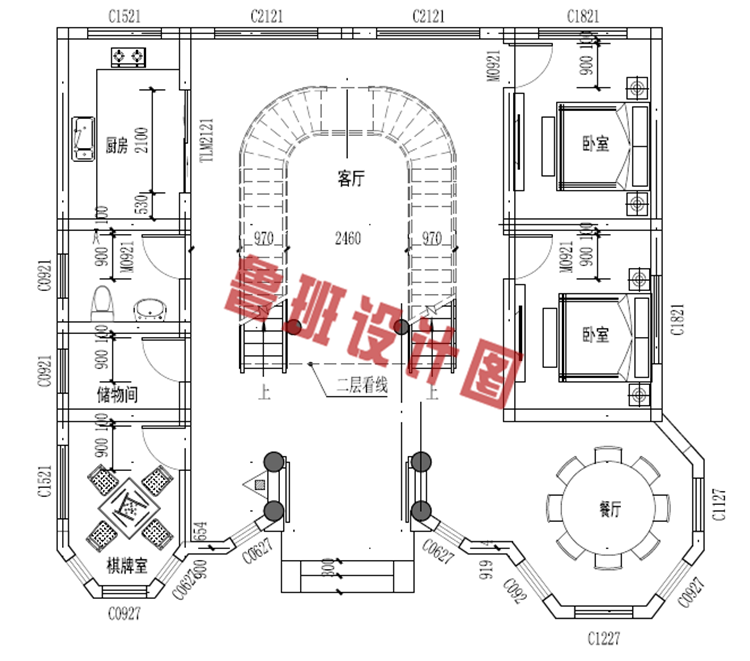 最新二层小楼设计一层户型图