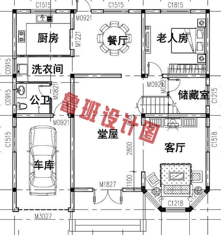 140平两层楼房设计一层户型图