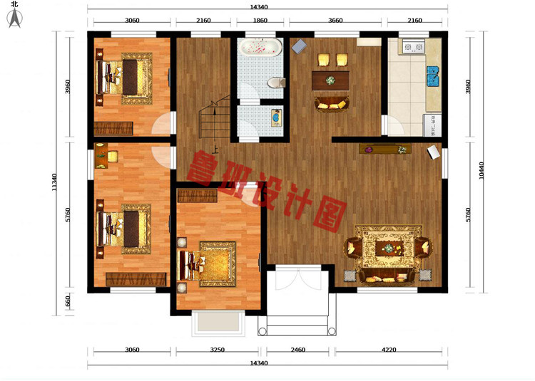 漂亮实用二层别墅房屋设计一层户型图