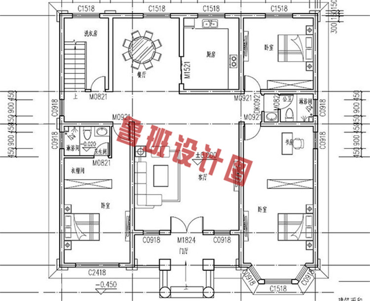 平顶二层别墅设计一层户型图