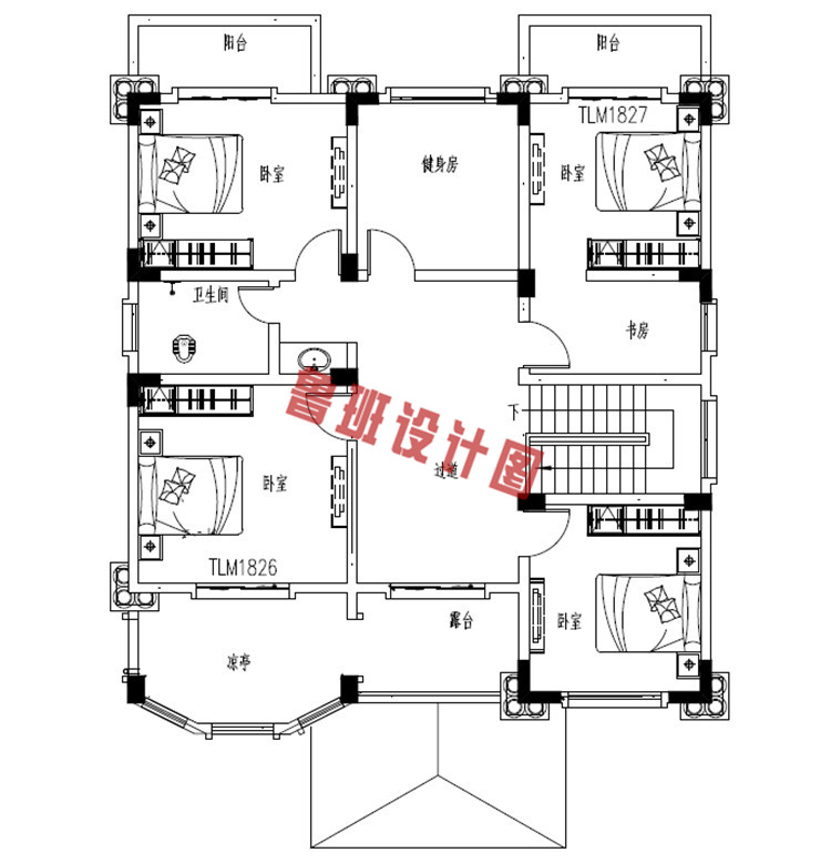 大气养眼的三层别墅设计三层户型图