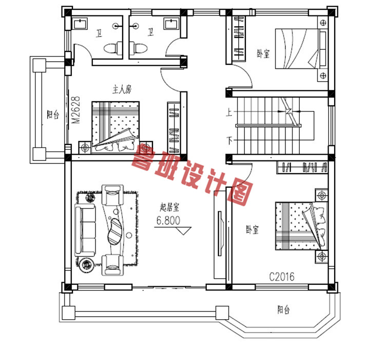 带地下室时尚三层小洋楼三层户型图