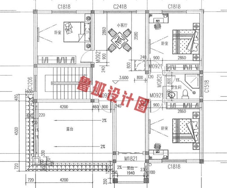 两层半住宅设计二层户型图