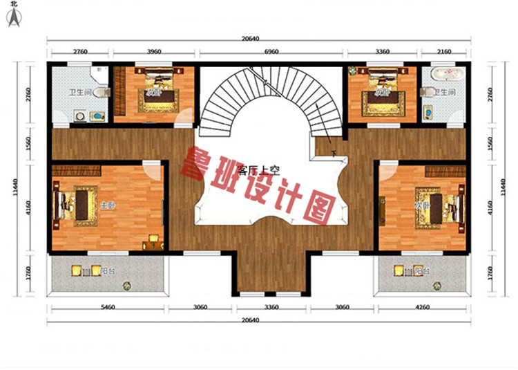 农村二层别墅设计二层户型图