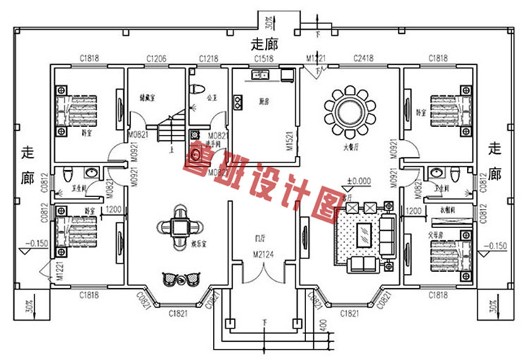 农村二层别墅设计一层户型图