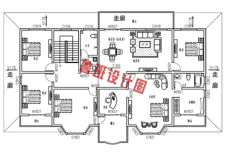 农村二层别墅设计二层户型图